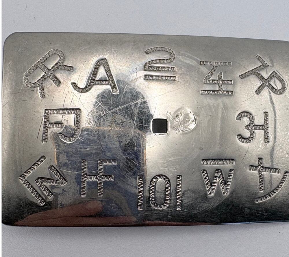 Vintage Chambers Silver-tone Cattle Brand Belt Buckle